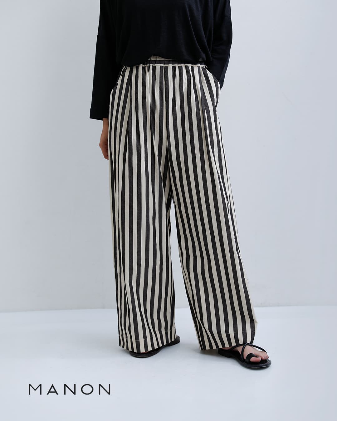 MANONコットン リネン ストライプ イージーパンツ STRIPE EASY PANTS mnn-sppt-008