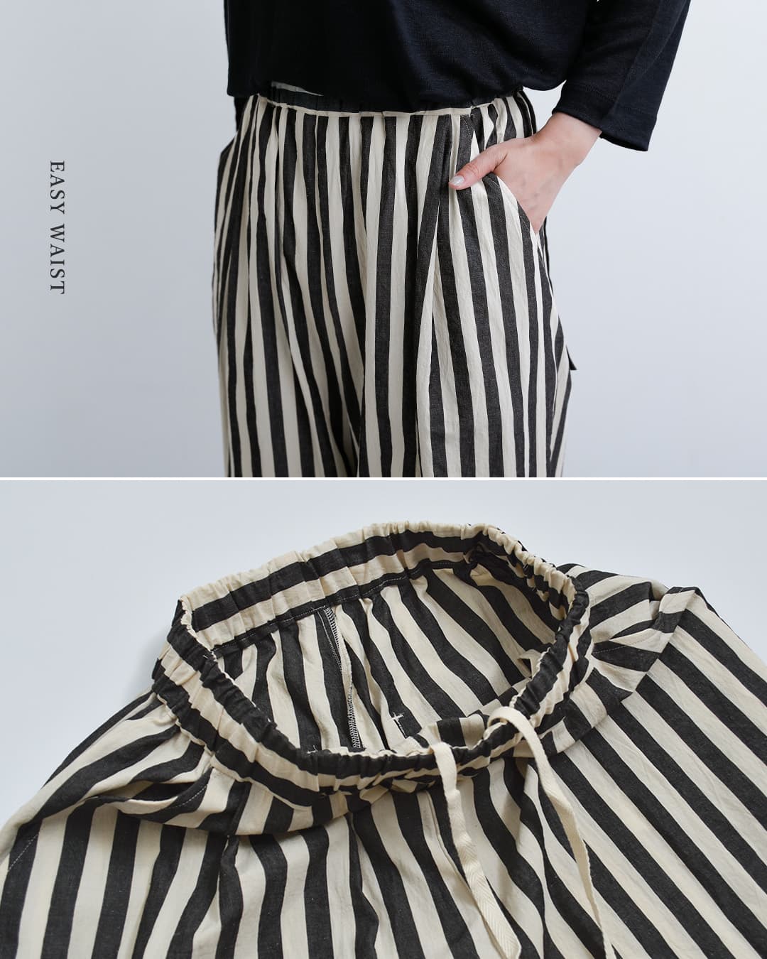 MANONコットン リネン ストライプ イージーパンツ STRIPE EASY PANTS mnn-sppt-008