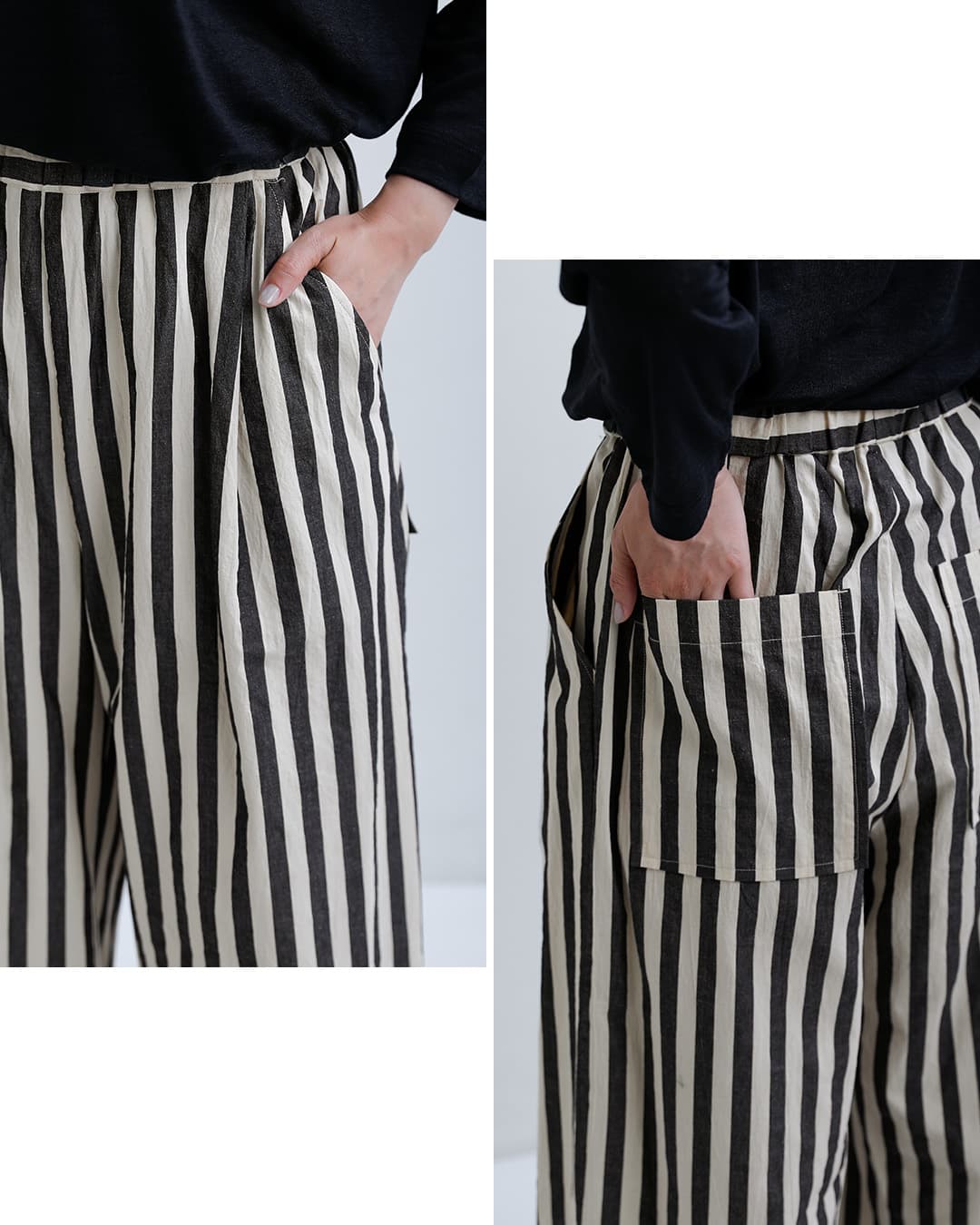 MANONコットン リネン ストライプ イージーパンツ STRIPE EASY PANTS mnn-sppt-008