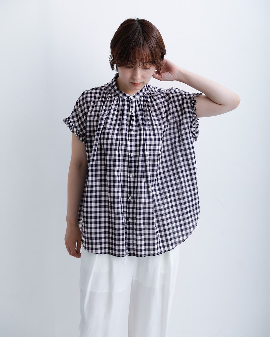 MANONコットン フリルスリーブ アミカル シャツ FRILL SLEEVE AMICAL SHIRT mnn-spsh-041