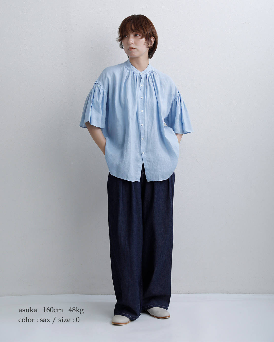 MANONギャザースリーブ リネン アミカル シャツ GATHER SLEEVE LINEN AMICAL SHT mnn-spsh-042