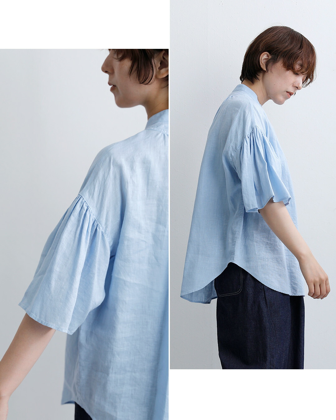 MANONギャザースリーブ リネン アミカル シャツ GATHER SLEEVE LINEN AMICAL SHT mnn-spsh-042