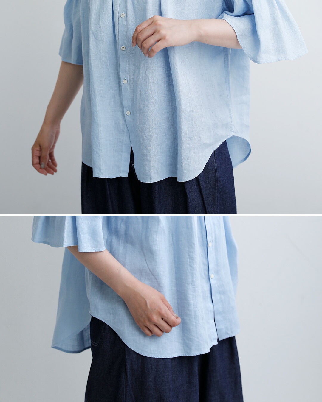 MANONギャザースリーブ リネン アミカル シャツ GATHER SLEEVE LINEN AMICAL SHT mnn-spsh-042