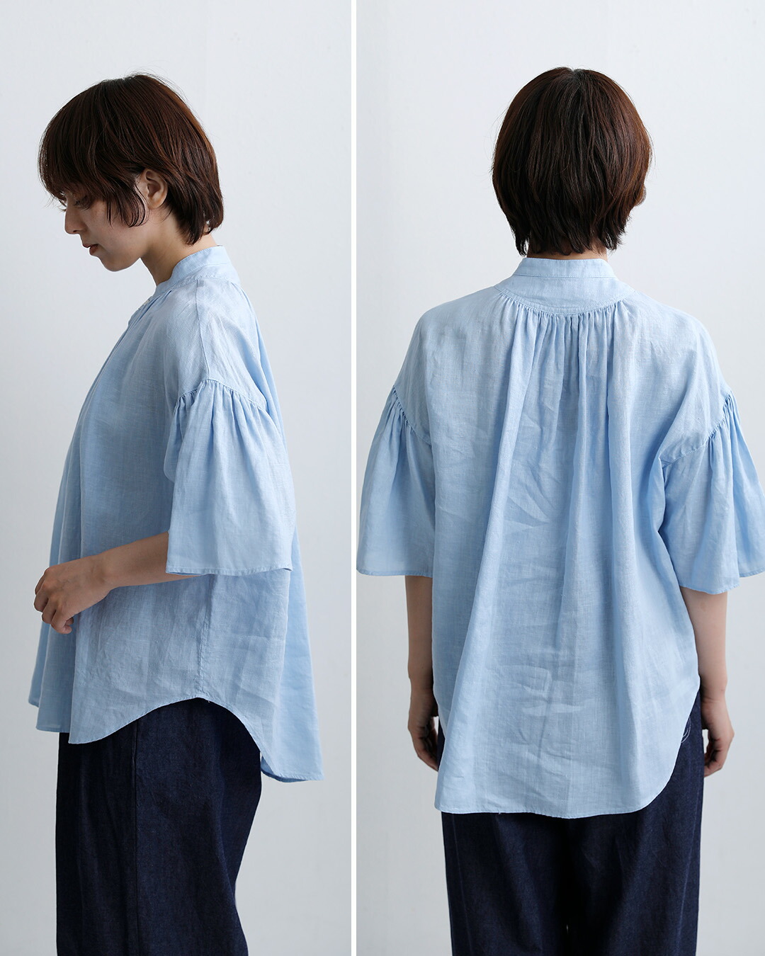 MANONギャザースリーブ リネン アミカル シャツ GATHER SLEEVE LINEN AMICAL SHT mnn-spsh-042
