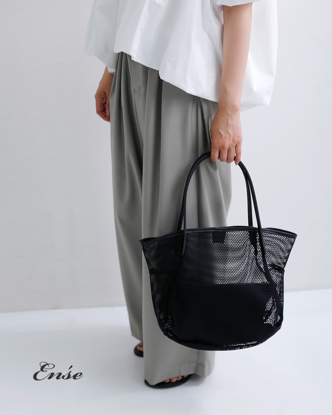 Enseナイロンステアレザーメッシュ トートバッグ Sサイズ mesh tote S ms203