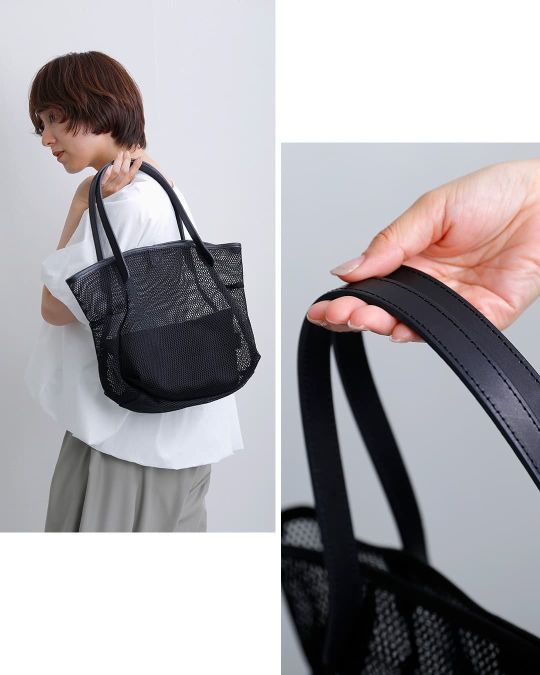 Enseナイロンステアレザーメッシュ トートバッグ Sサイズ mesh tote S ms203