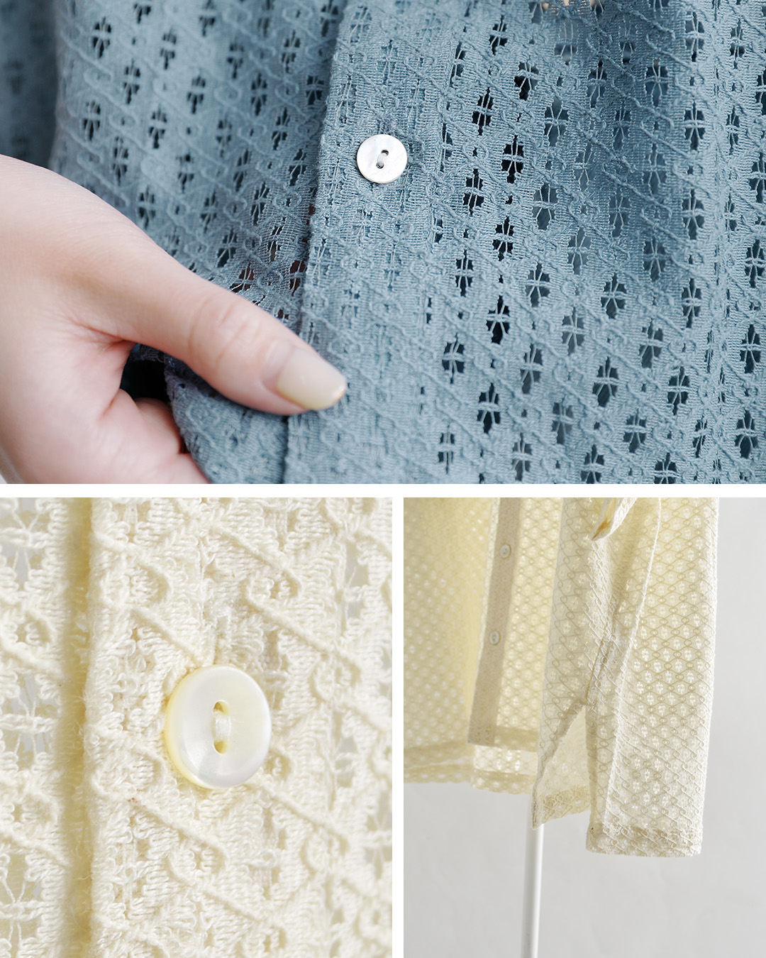 INDIA INDUSTRYコットン フラワーレース 衿付き 半袖シャツ nd-b0376ajl