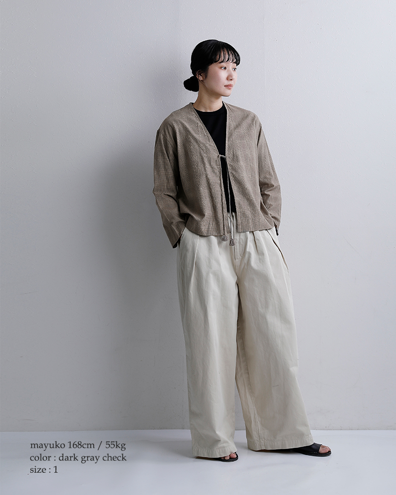 INDIA INDUSTRYコットン チェック Vネック カーディガンシャツ nd-b0469vds