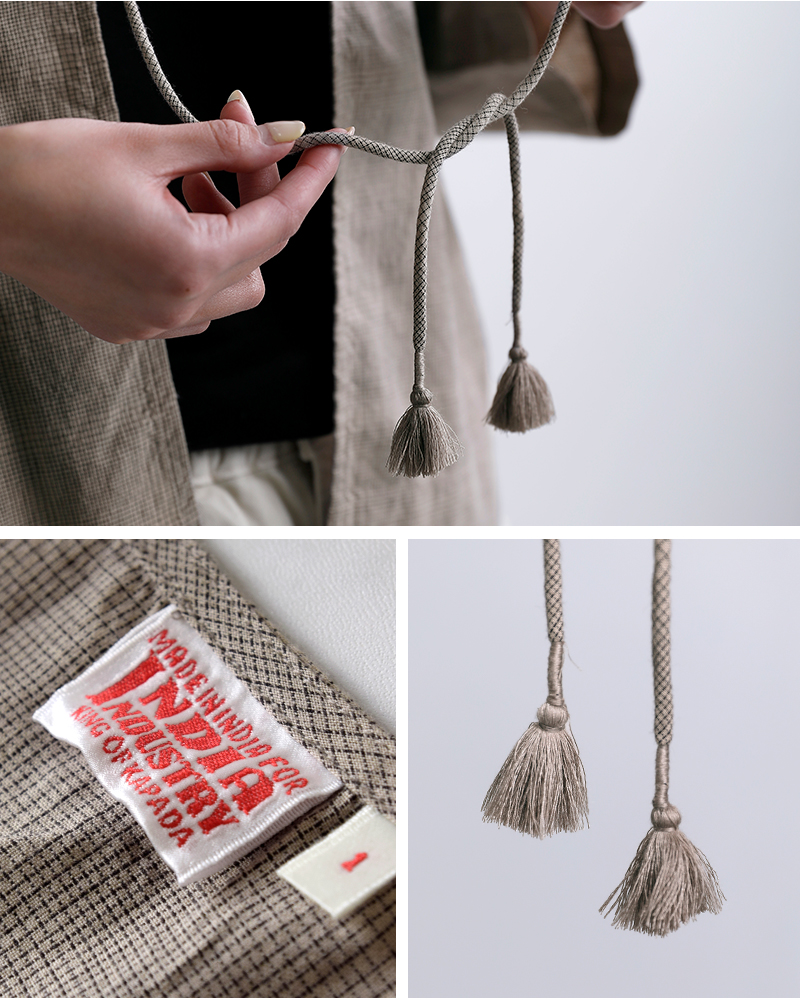 INDIA INDUSTRYコットン チェック Vネック カーディガンシャツ nd-b0469vds