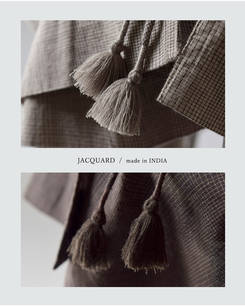 INDIA INDUSTRYコットン チェック Vネック カーディガンシャツ nd-b0469vds