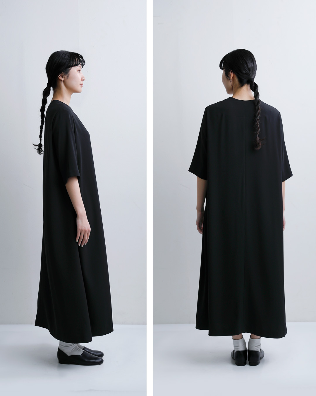 NO CONTROL AIR(ノーコントロールエアー)ライトクレープダブルクロス サイドタック ロングワンピース nk-nc9851op