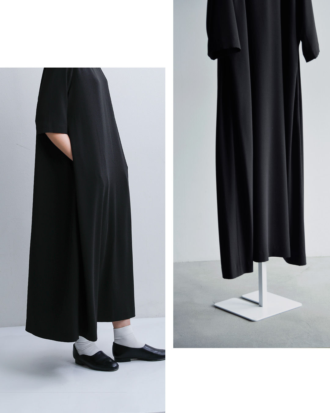 NO CONTROL AIR(ノーコントロールエアー)ライトクレープダブルクロス サイドタック ロングワンピース nk-nc9851op