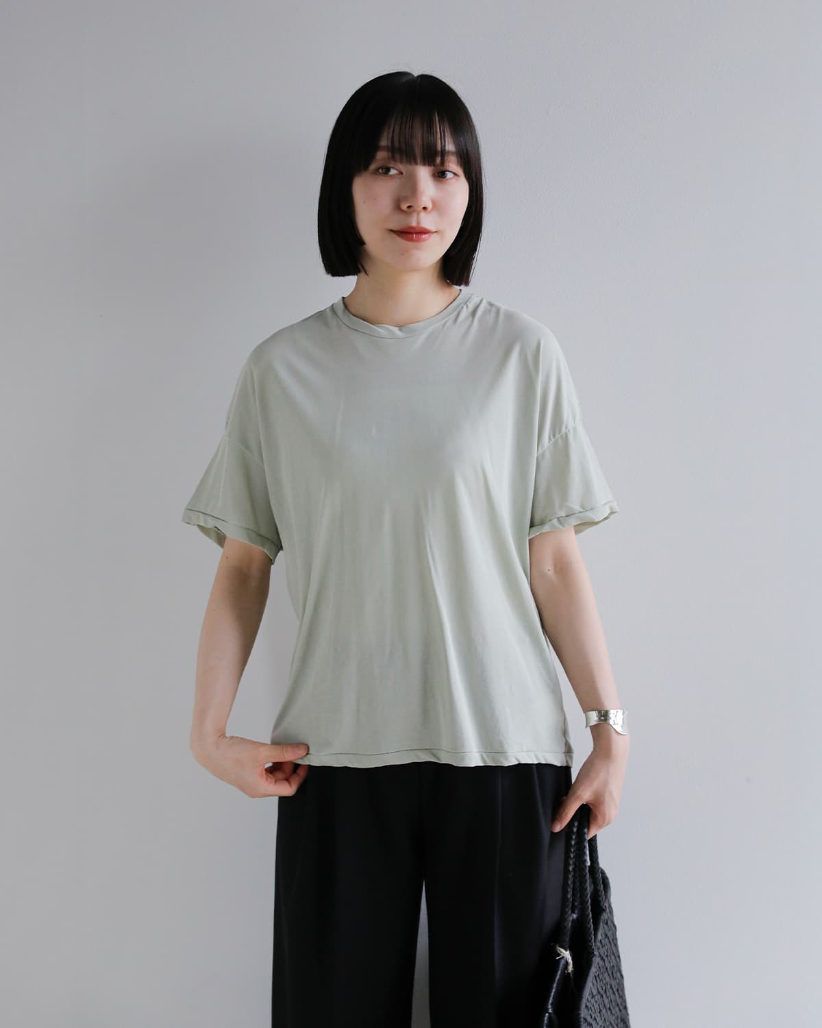 GREYCHORD(グレーコード)コットンクルーネック半袖カットソー  “ELSA” nrgc00106