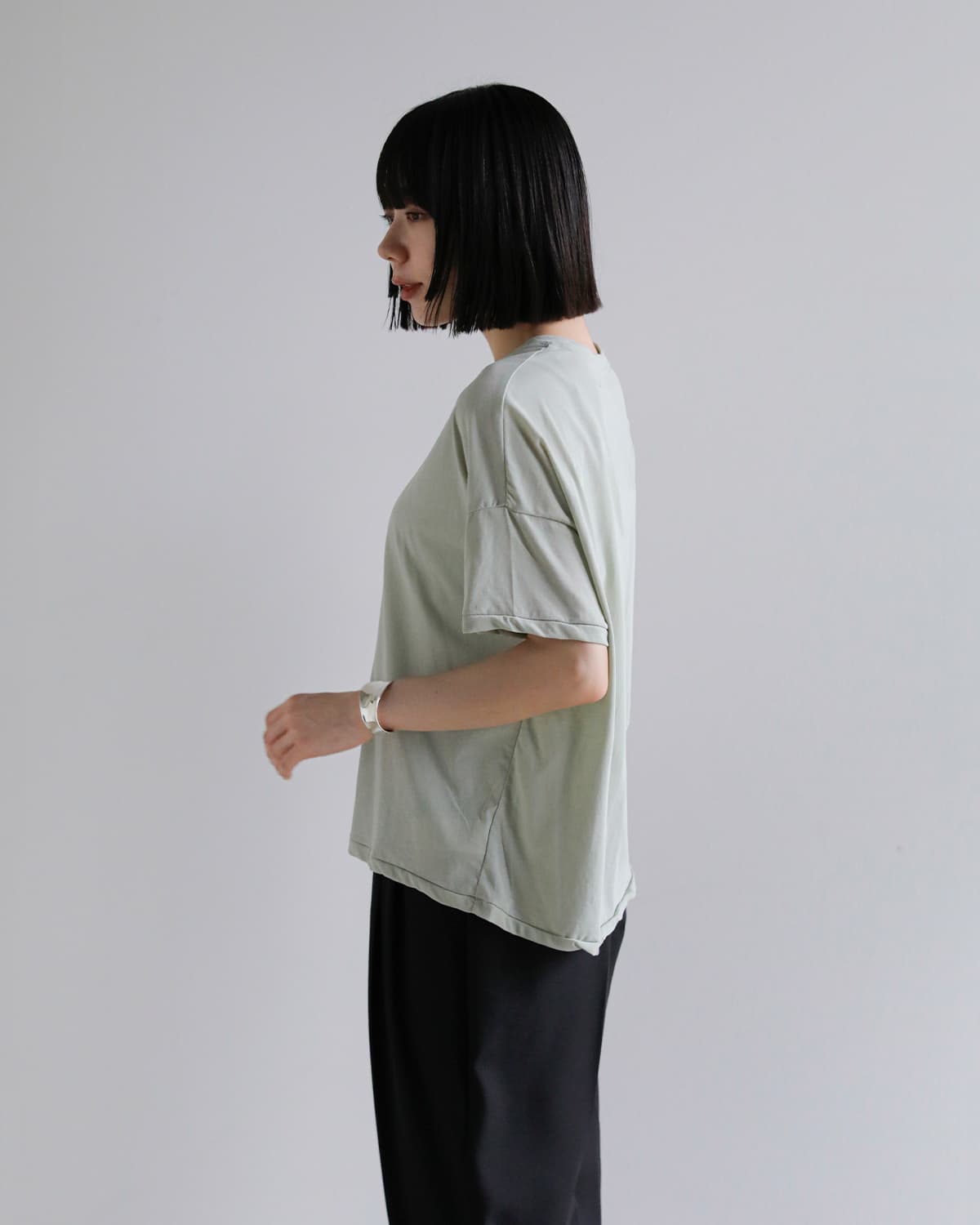 GREYCHORD(グレーコード)コットンクルーネック半袖カットソー  “ELSA” nrgc00106