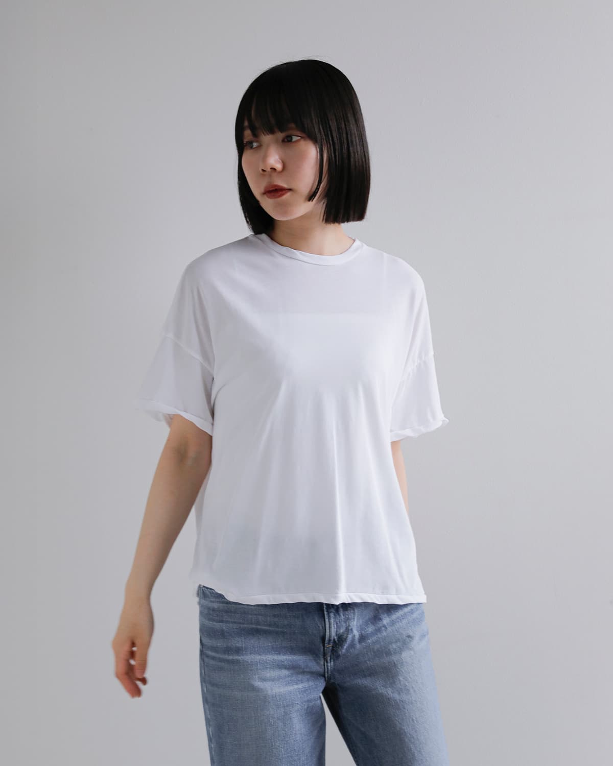 GREYCHORD(グレーコード)コットンクルーネック半袖カットソー  “ELSA” nrgc00106