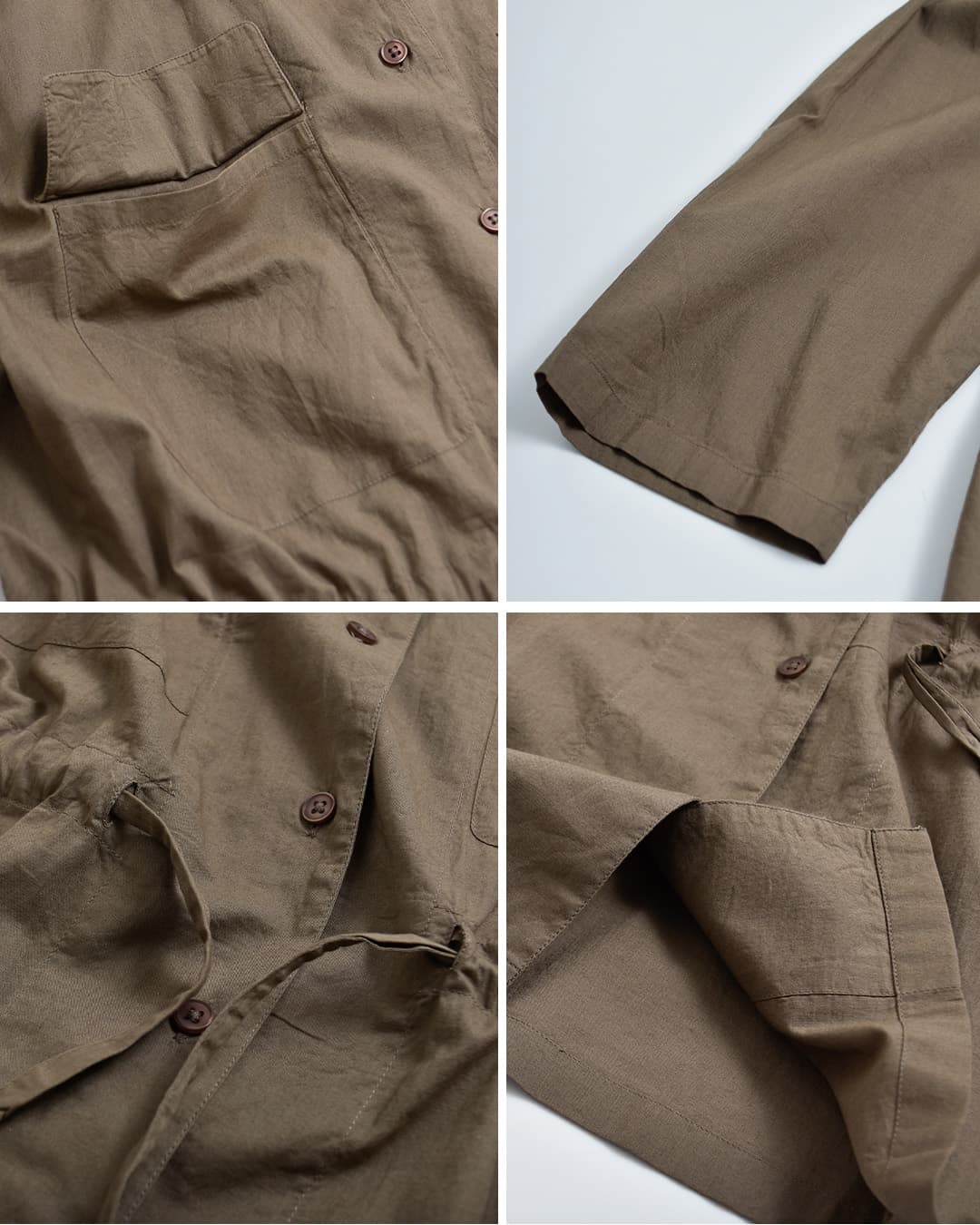 SOILコットンキャンブリック プレーン レギュラーカラー フラップポケット シャツ nsl26001