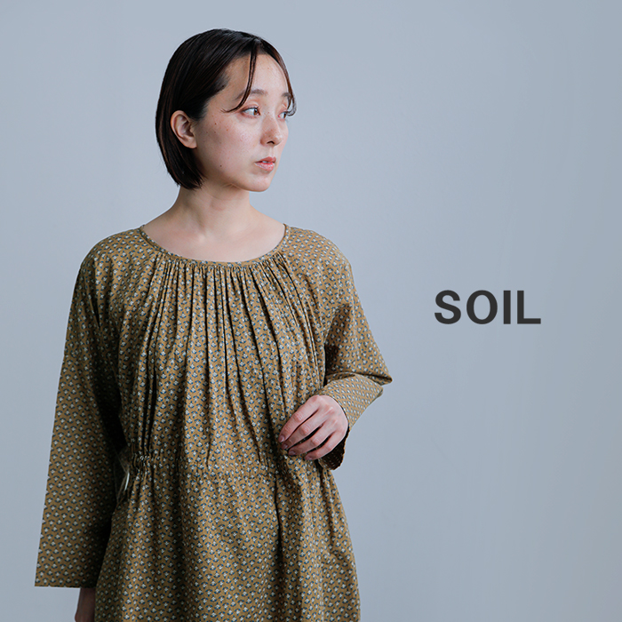 SOIL(ソイル)コットンボイルスモールフラワープリント2wayギャザースモックドレスnsl26033