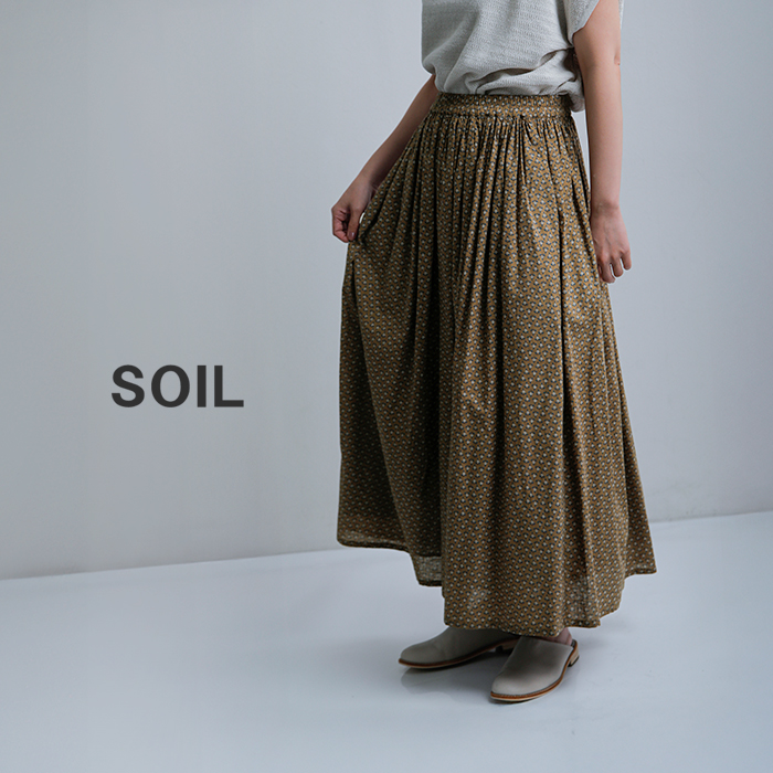 SOIL ソイル コットンボイル スモールフラワープリント ギャザー