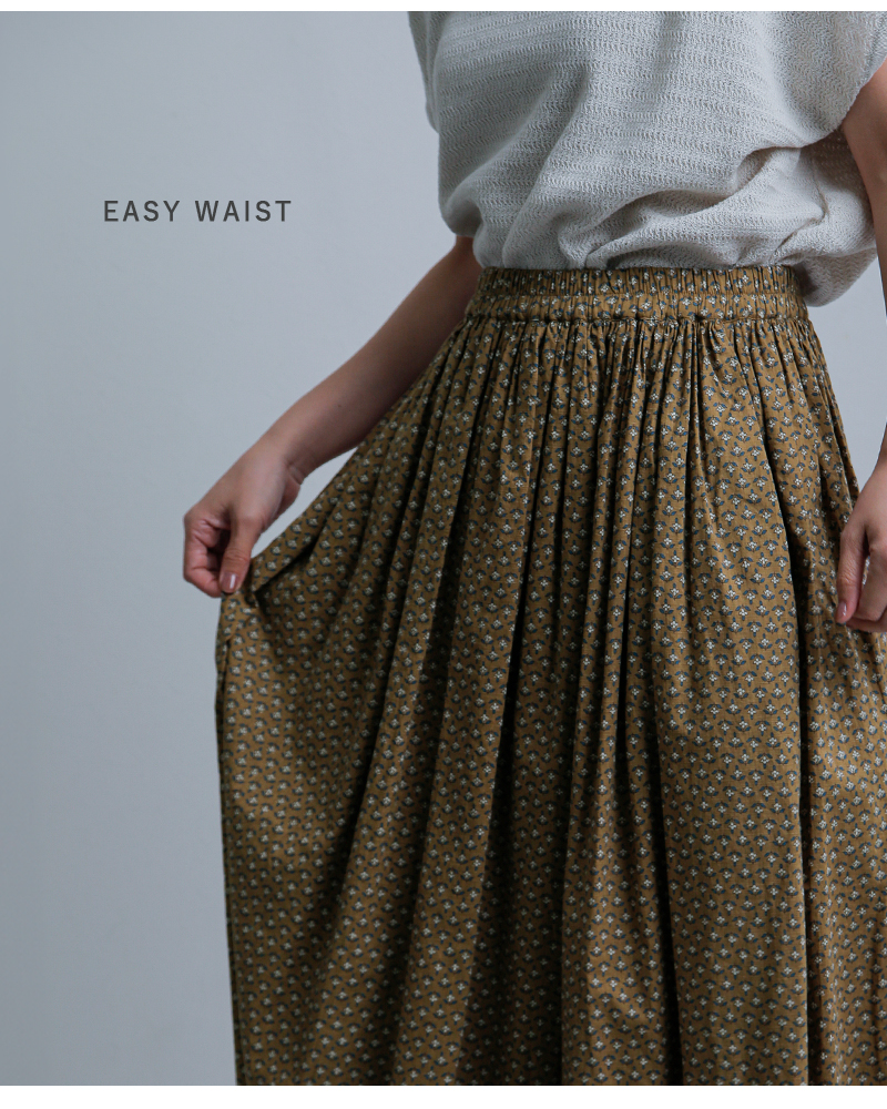 SOIL(ソイル)コットンボイルスモールフラワープリントギャザースカートnsl26035