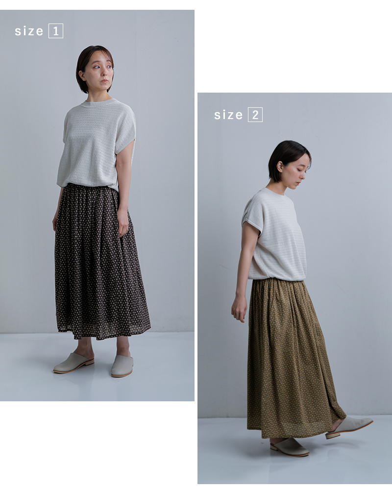 SOIL(ソイル)コットンボイルスモールフラワープリントギャザースカートnsl26035