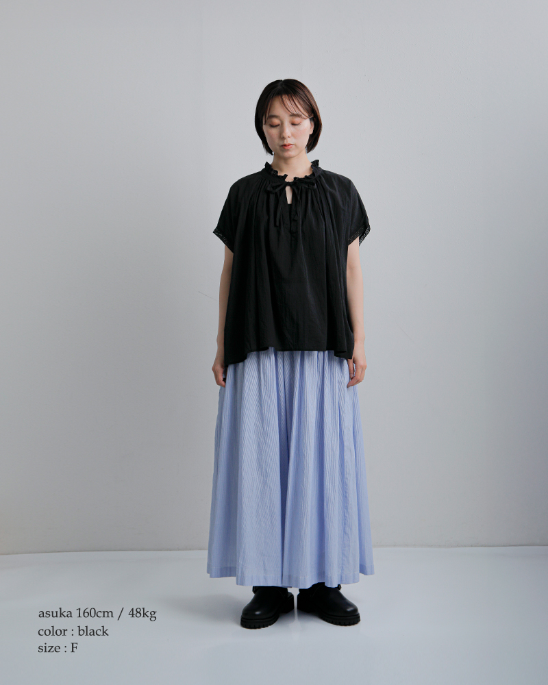 SOIL(ソイル)コットンボイルレースストリングカラーギャザーシャツnsl26092