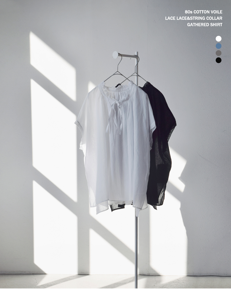SOIL(ソイル)コットンボイルレースストリングカラーギャザーシャツnsl26092