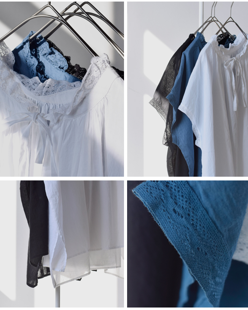 SOIL(ソイル)コットンボイルレースストリングカラーギャザーシャツnsl26092