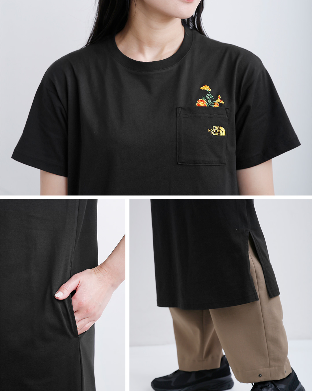 THE NORTH FACE(ノースフェイス)ショートスリーブ フラッシュドライ フラワーロゴ ワンピースクルー S/S FD Flower Logo Onepiece Crew ntw32632