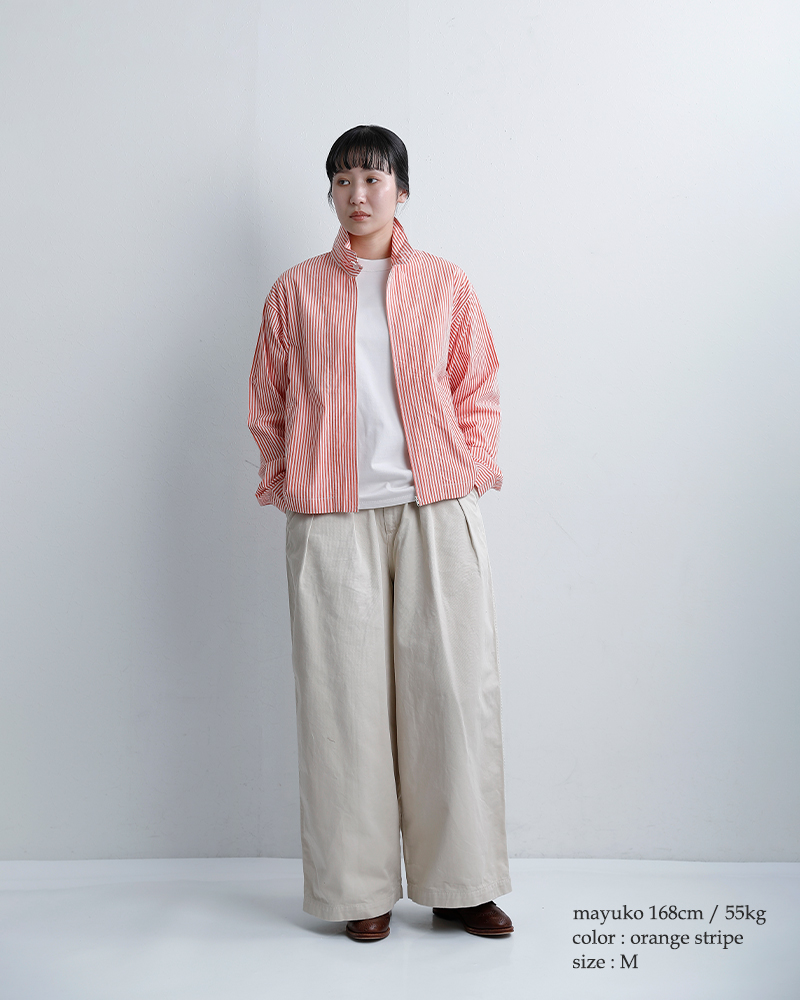 Vas-yLentement(ヴァジーラントマン)コットンポプリンストライプドリズラージャケットnvl2611