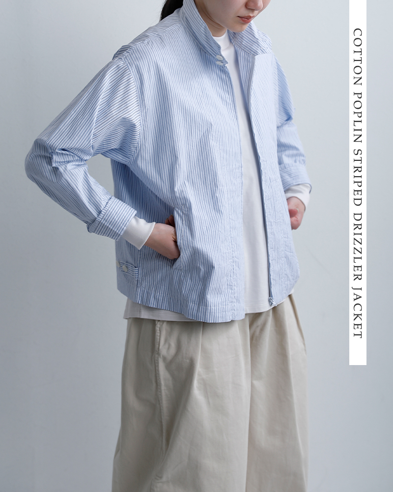 Vas-yLentement(ヴァジーラントマン)コットンポプリンストライプドリズラージャケットnvl2611