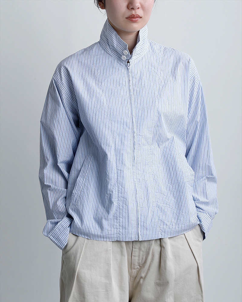 Vas-yLentement(ヴァジーラントマン)コットンポプリンストライプドリズラージャケットnvl2611