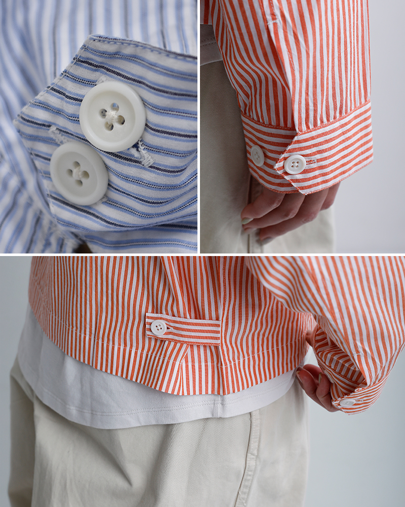 Vas-yLentement(ヴァジーラントマン)コットンポプリンストライプドリズラージャケットnvl2611