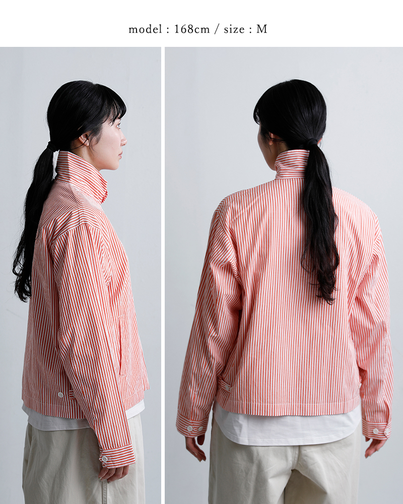 Vas-yLentement(ヴァジーラントマン)コットンポプリンストライプドリズラージャケットnvl2611