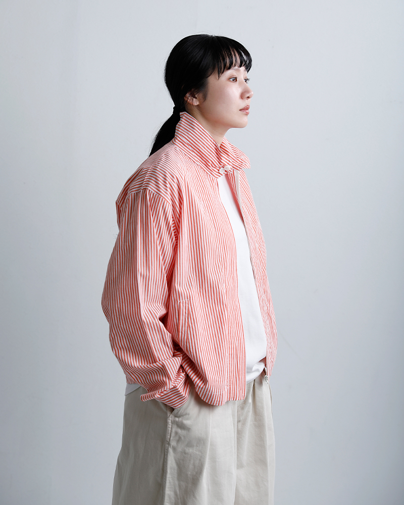 Vas-yLentement(ヴァジーラントマン)コットンポプリンストライプドリズラージャケットnvl2611