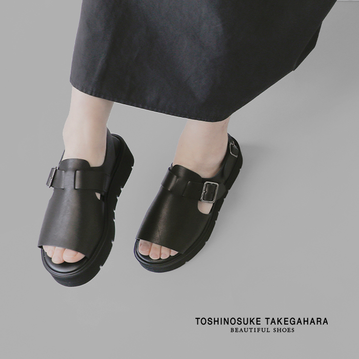 BEAUTIFUL SHOES(ビューティフルシューズ)ステアレザービブラムソールオープントゥサンダルopen-toe-sandals