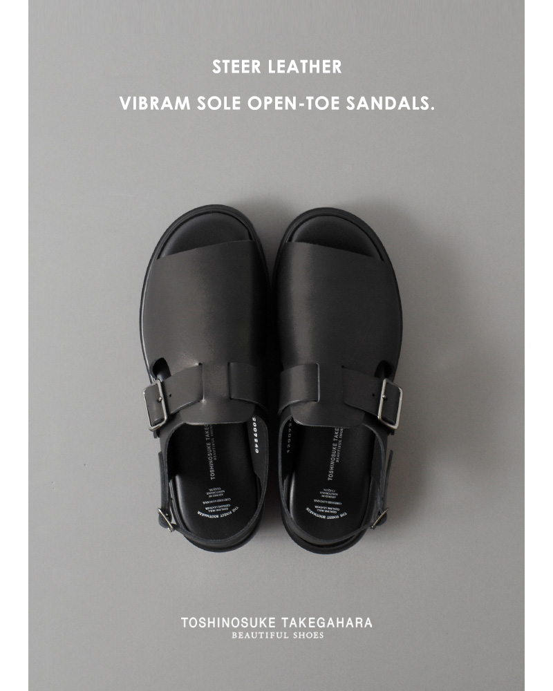BEAUTIFUL SHOES(ビューティフルシューズ)ステアレザービブラムソールオープントゥサンダルopen-toe-sandals