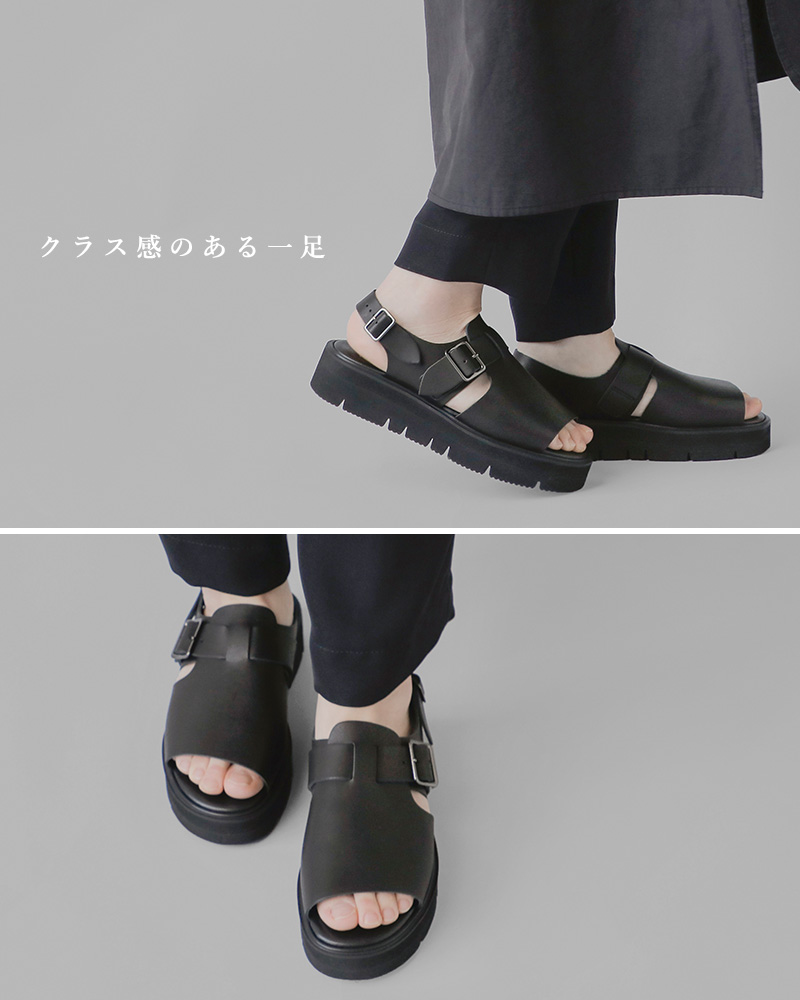 BEAUTIFUL SHOES(ビューティフルシューズ)ステアレザービブラムソールオープントゥサンダルopen-toe-sandals