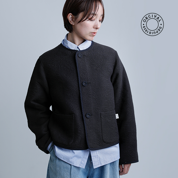 ORCIVAL(オーチバル・オーシバル)ジャガードノーカラージャケットor-a0781cjq