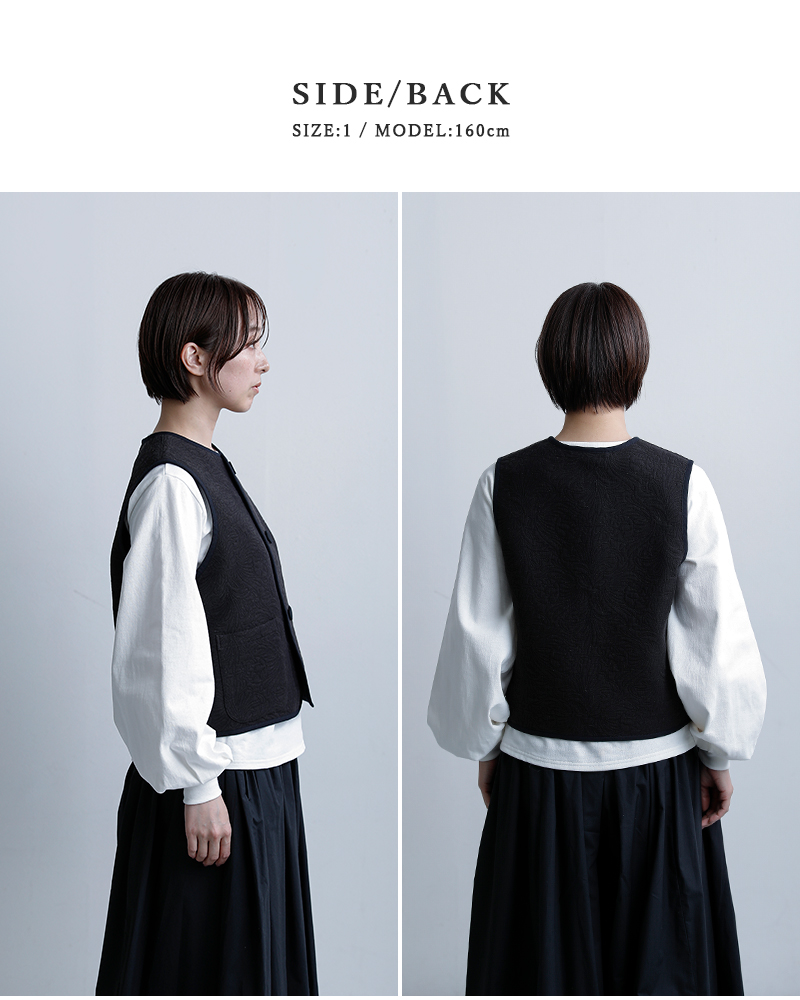 ORCIVAL(オーチバル・オーシバル)ジャガードトリムノーカラーベストor-a0782cjq