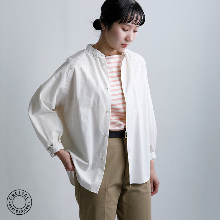 ORCIVAL(オーチバル・オーシバル)コットンタイプライターラグランバンドカラーシャツor-b0320otd
