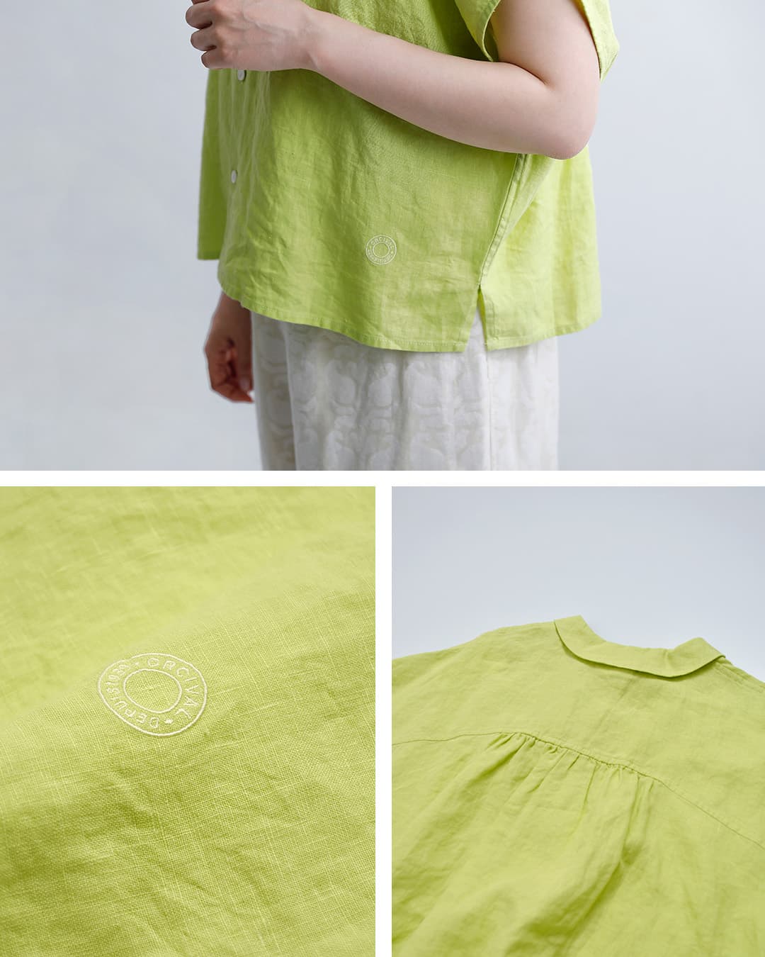 ORCIVALリネン フレンチスリーブ シャツ or-b0360ylm-26ss