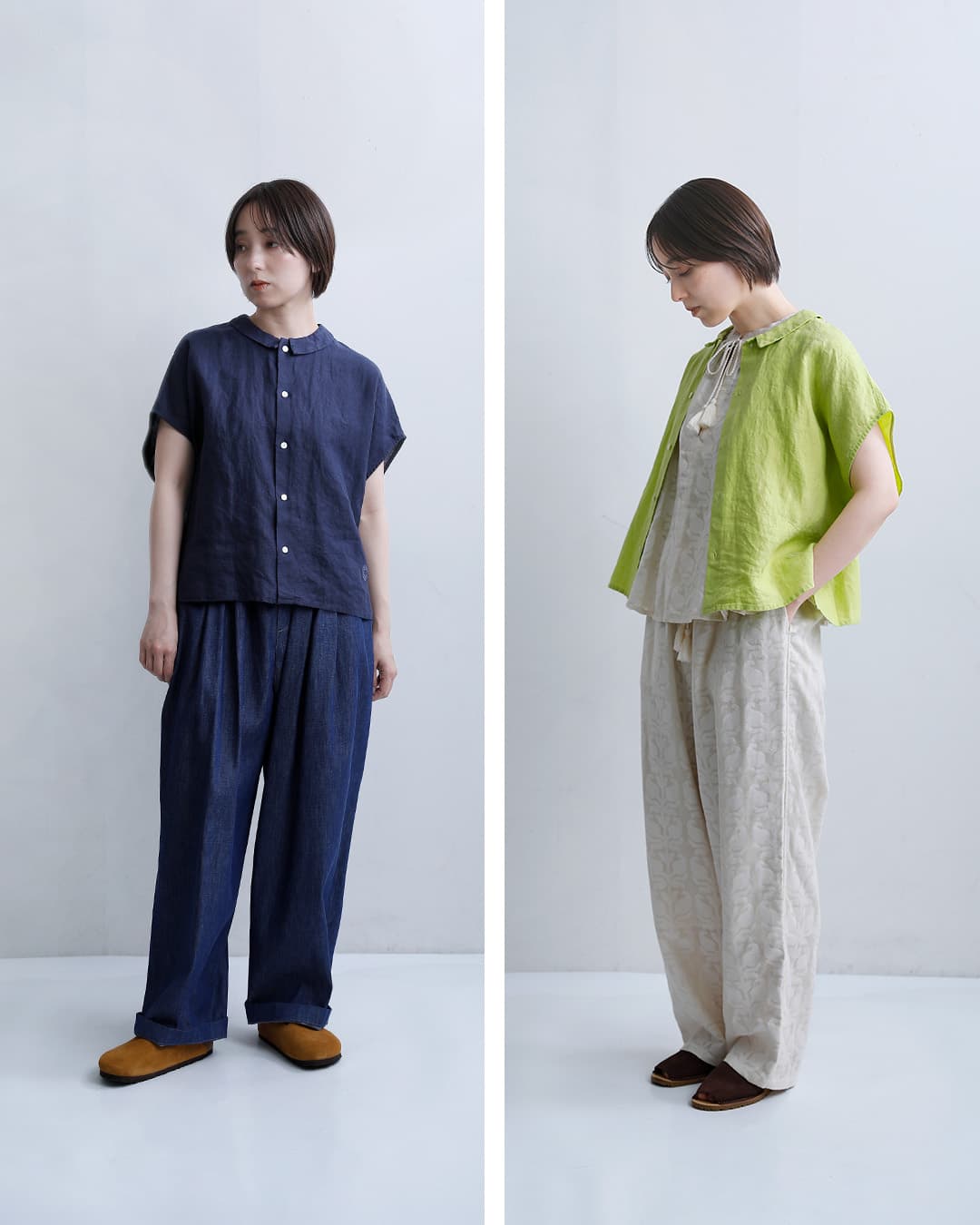 ORCIVALリネン フレンチスリーブ シャツ or-b0360ylm-26ss