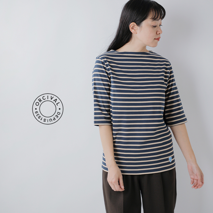 ORCIVAL(オーチバル・オーシバル)40/2ジャージー ボートネック ハーフスリーブ プルオーバー or-c0136bfj-26ss