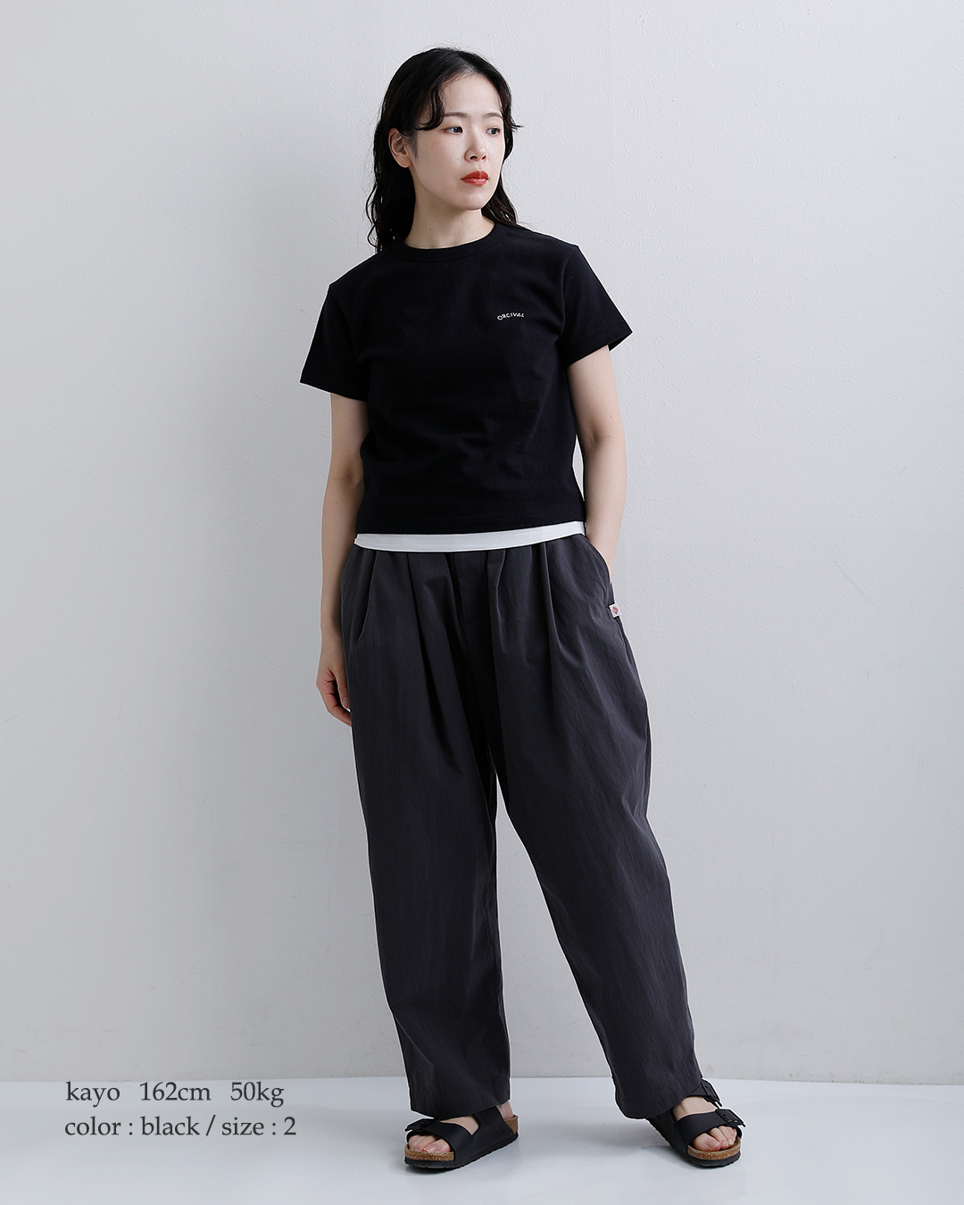 ORCIVALコットン天竺 刺繍ロゴ 半袖Tシャツ or-c0519tsb