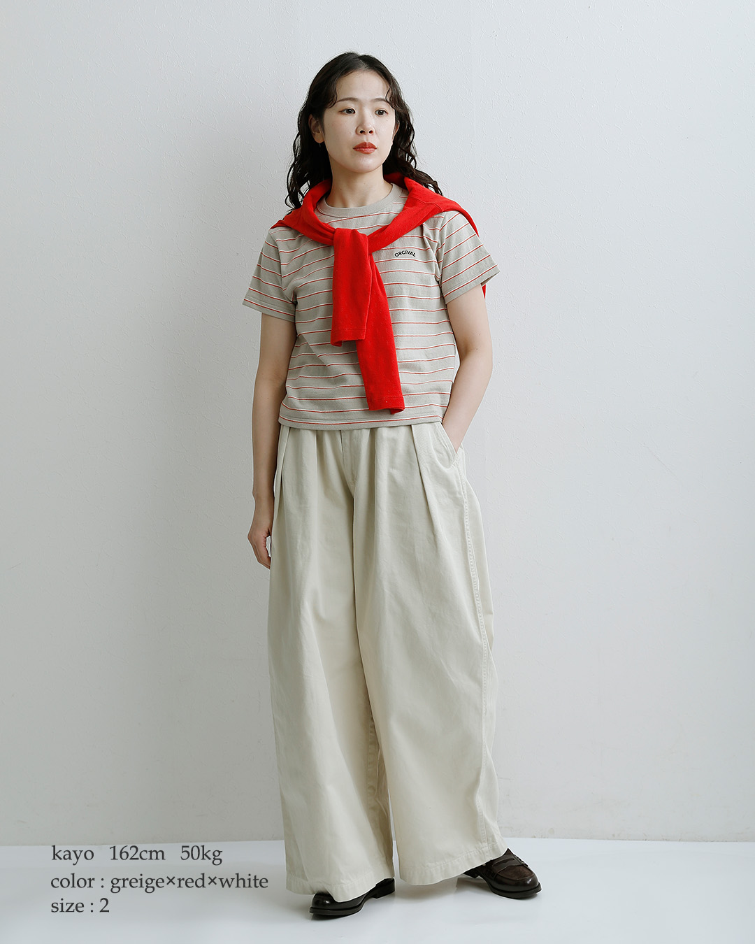 ORCIVALコットン天竺 刺繍ロゴ 半袖Tシャツ or-c0519tsb