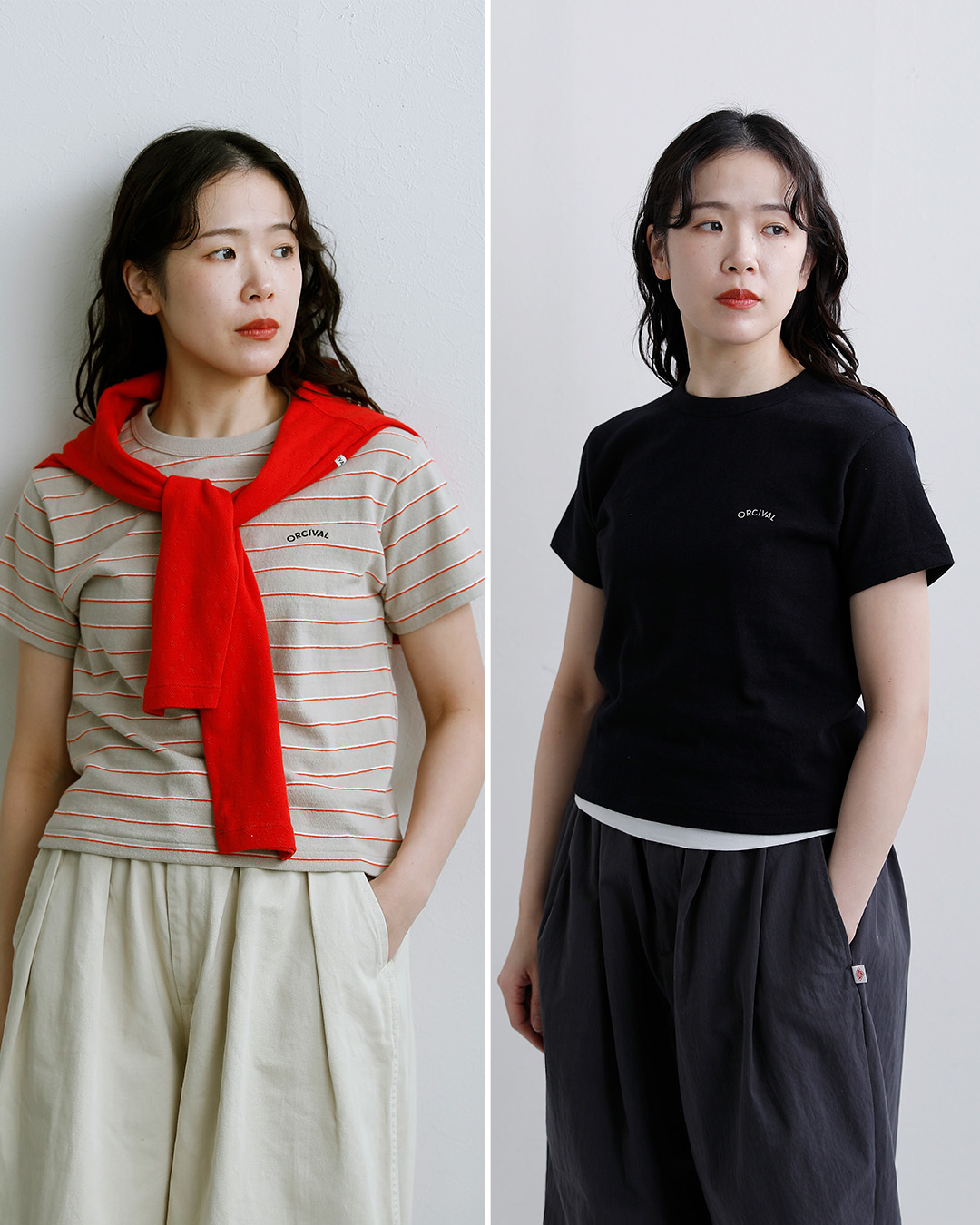 ORCIVALコットン天竺 刺繍ロゴ 半袖Tシャツ or-c0519tsb