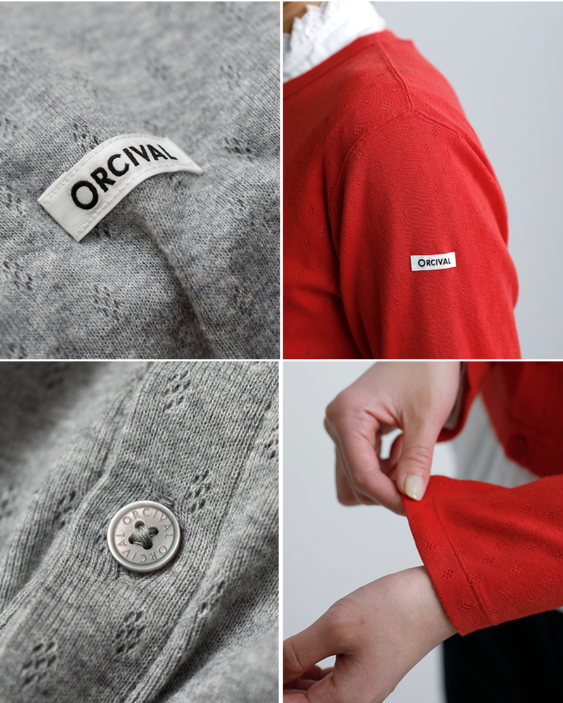 ORCIVAL(オーチバル・オーシバル)パターンメッシュクルーネックカーディガンor-c0526owe