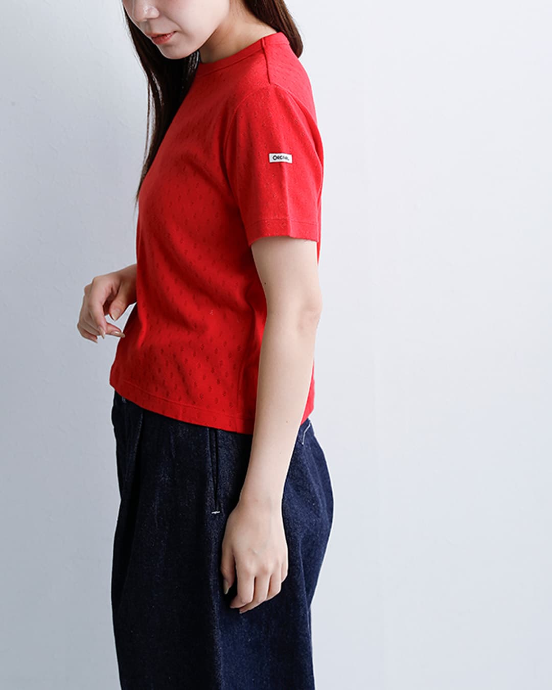 ORCIVALパターンメッシュ クルーネック 半袖Tシャツ or-c0527owe