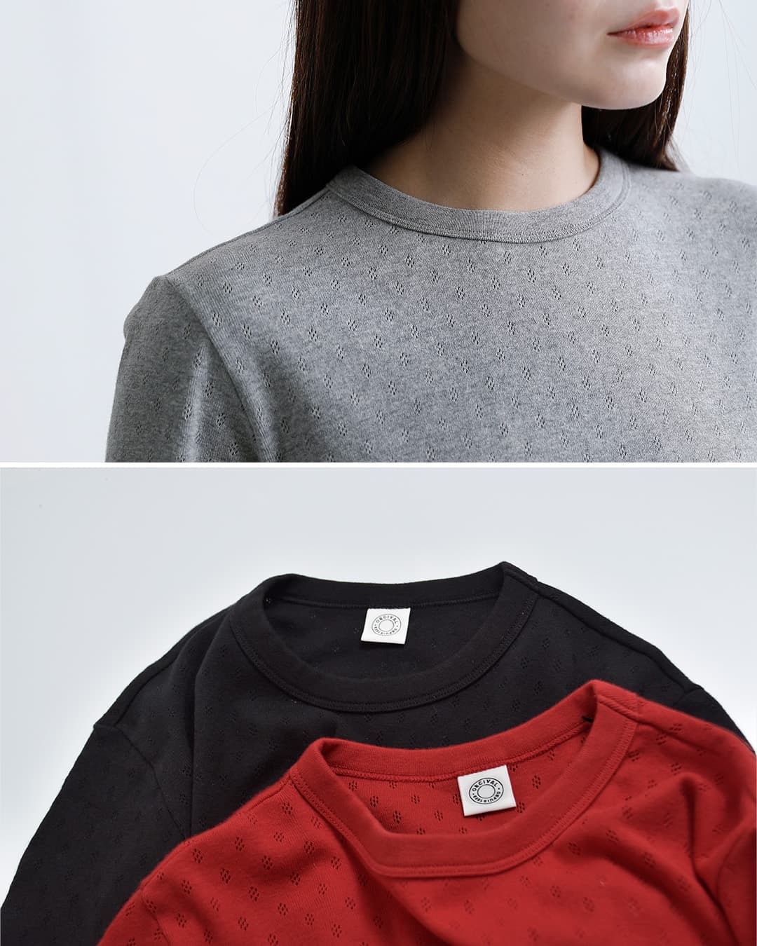 ORCIVALパターンメッシュ クルーネック 半袖Tシャツ or-c0527owe