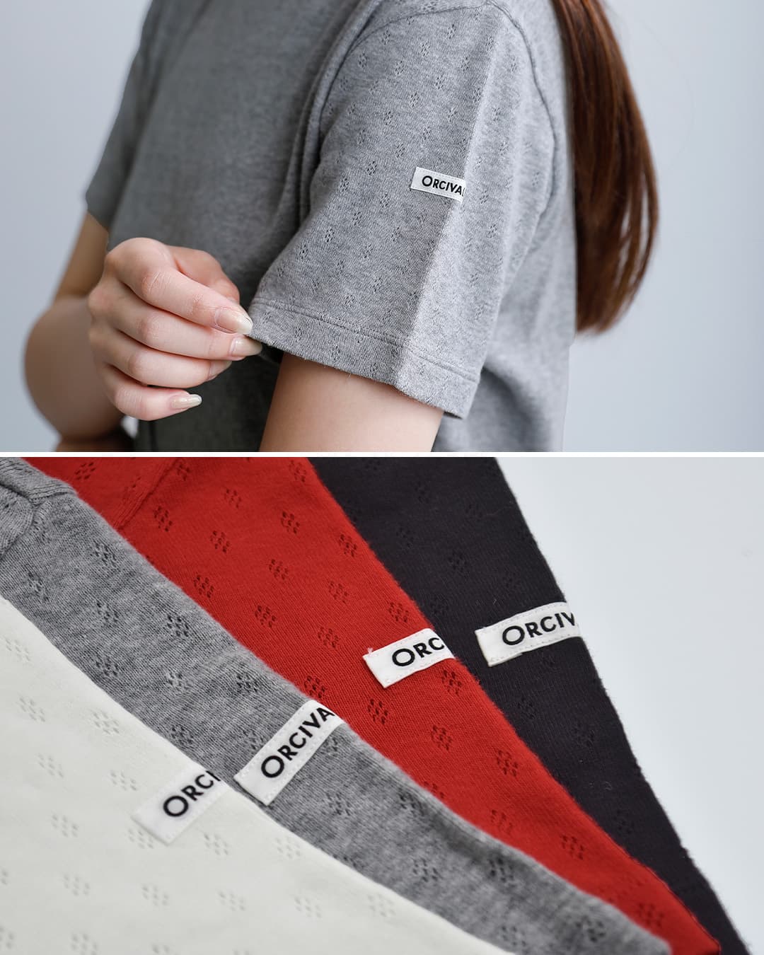 ORCIVALパターンメッシュ クルーネック 半袖Tシャツ or-c0527owe